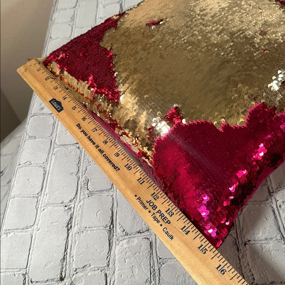 Reversible Color Change Sequin Throw Pillow Sparkle Shine Pink Gold 15x15x6 Girl